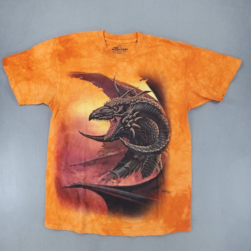 The Mountain Dragon Shirt Mens Sz M Orange Tom Wood 2015 Fantasy Graphic Tee‎
